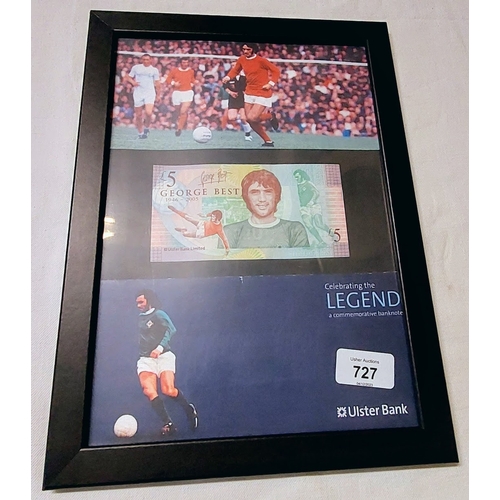 727 - Framed George Best Commemorative Ulster Bank £5 Note