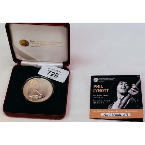 728 - Phil Lynott €15 Silver Proof Coin 2019