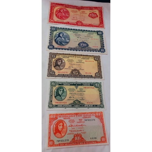 730 - Lady Lavery £20, £10, £5, £1 and 10 Shilling Note Set
14/3/73, 2/12/76, 10/1/75, 17/5/74, 6/6/68