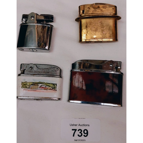 739 - 4 Vintage Lighters inc Brother-Lite & MFG Company Deluxe Super Jewel