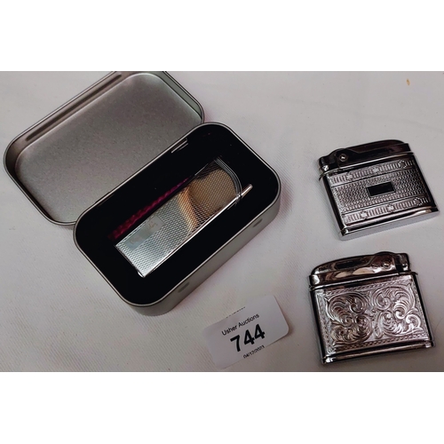 744 - 3 Vintage Lighters inc 2 Mosda Streamline & a Pierre Cardin, Paris Stainless Steel