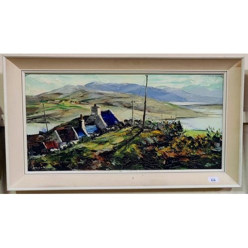 616 - Kenneth Webb - Oil on Canvas - Framed Sky Road Clifden - C. 87cm w x 49cm H