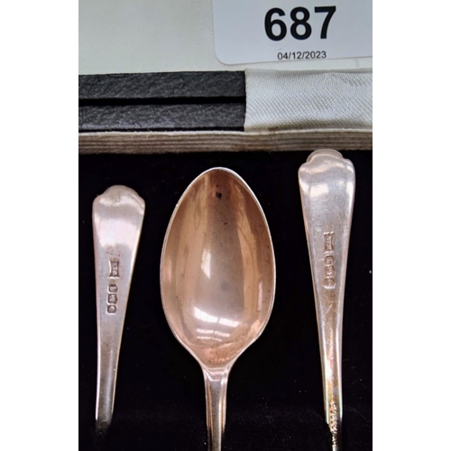 687 - Cased Set of 6 Sheffield Silver Spoons & a Cased Set of 6 Sheffield Silver Spoons with Golf Clubs Mo... 