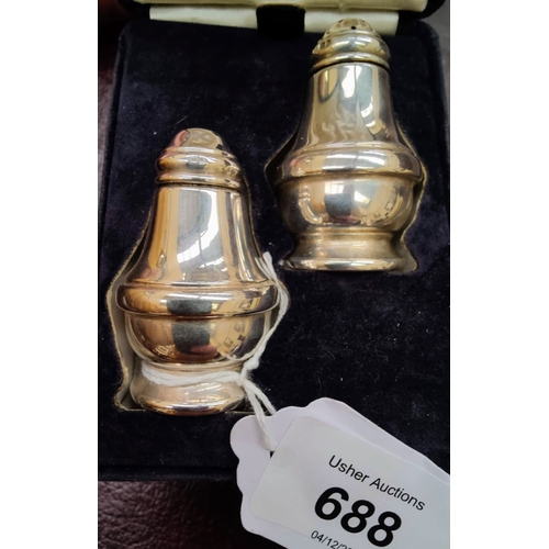 688 - A Cased Pair of Birmingham Silver Salt & Pepper Set