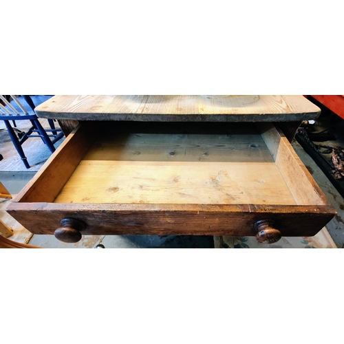 830 - Georgian Country Scrub Top Pine Kitchen Table with 2 Drawers and a Planked Stretcher Base - C. 181cm... 