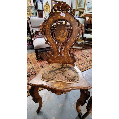 252 - Pair of Victorian Highly Inlaid Carved Chairs