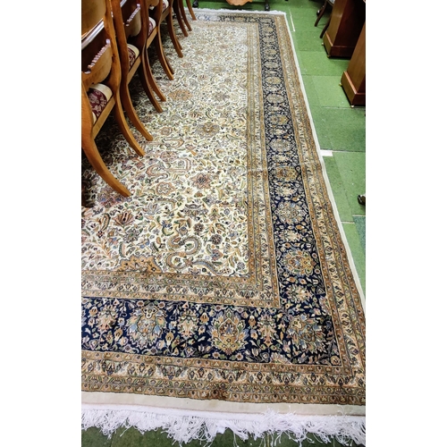 544 - Indian Wool Hand-Knotted Large Carpet Square (Blue Border) - C. 410cm x 305cm