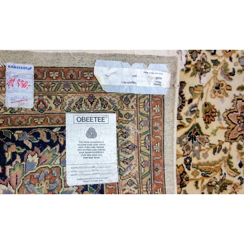 544 - Indian Wool Hand-Knotted Large Carpet Square (Blue Border) - C. 410cm x 305cm