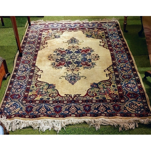 571 - Cream & Blue Carpet Square - C. 200cm x 120cm