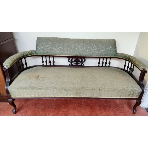 905 - Edwardian Mahogany Curved Arm Window Settee