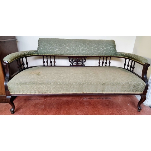 905 - Edwardian Mahogany Curved Arm Window Settee