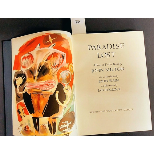 155 - Paradise Lost by John Milton - Large Volume Folio Society in Slip Case - Illustrations by Ian Polloc... 