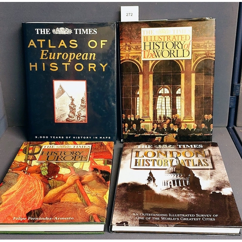 272 - 4 Volumes of The Times Atlas - London, Europe & World