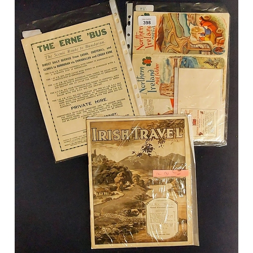 398 - Irish Travel Pamphlets inc Northern Ireland Map, The Erne Bus & Irish Travel 1931