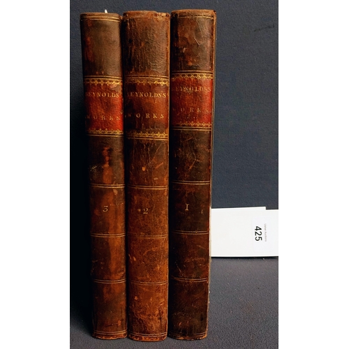 425 - The Works of Sir Joshua Reynolds, Knight. Vols 1, 2, 3. - Leather Spine with Gilt Tooling