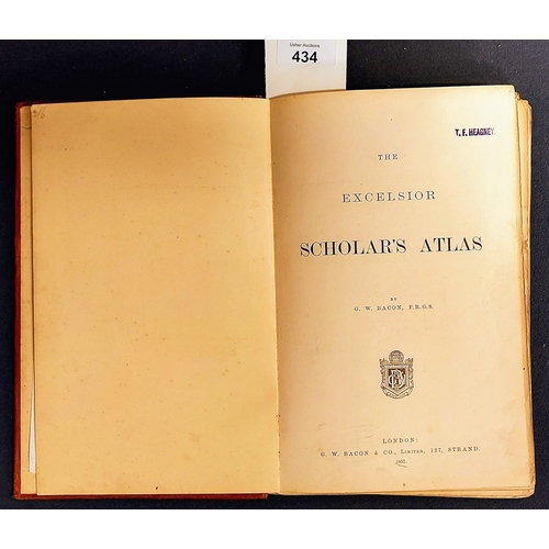 434 - 4 Atlas - Allman's Physical & Political Atlas, Bacon's Excelsior Atlas, Atlas of the British Empire ... 