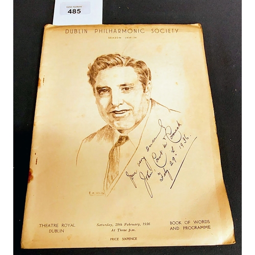 485 - Dublin Philharmonic Society 1935-36 Programme Bearing Signature of John McCormack