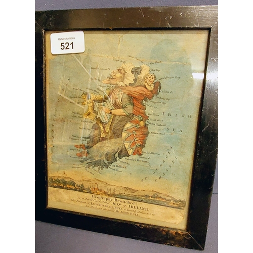 521 - 2 Miniature Framed Caricature Maps by Robert Dighton - Circa 1800 - Map of Ireland and Map England a... 