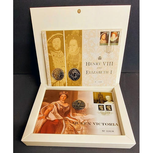 547 - The Kings and Queens Prestige Medal Collection (Part) Plus 4 Other Monarchy Commemorative 5 Pound Co... 