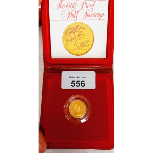 556 - 1980 Gold Proof Half Sovereign - In Presentation Case