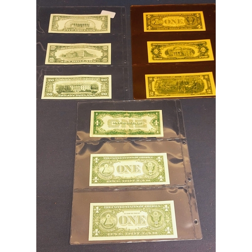 595 - 9 x American Dollar Bills - $1, $2, $5, $10 & $20 - Red, Blue & Green Seals