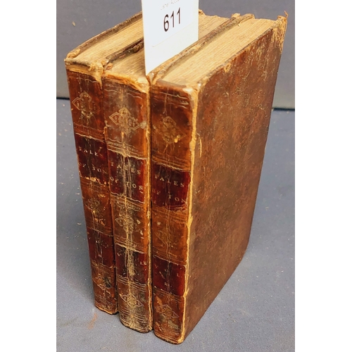 611 - Vols I, II, III - Tales of Ton by Miss McLeod 1821 - Leather Bound