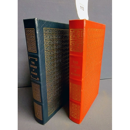 113 - 2 Easton Press Volumes - Homer's The Iliad & The Odyssey - Bound in Leather with Gilt Tooling and Gi... 