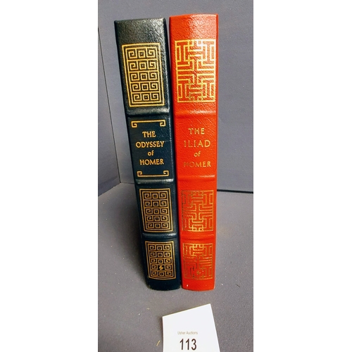 113 - 2 Easton Press Volumes - Homer's The Iliad & The Odyssey - Bound in Leather with Gilt Tooling and Gi... 