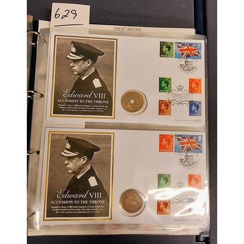 629 - 2 Albums of Royal Mail / Royal Mint Philatelic Numismatic First Day Covers; 1990s - 2000s