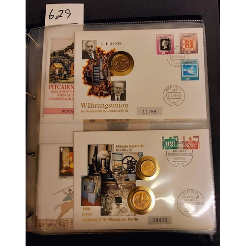 629 - 2 Albums of Royal Mail / Royal Mint Philatelic Numismatic First Day Covers; 1990s - 2000s