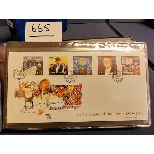 665 - 2 Superb Albums of First Day Covers with many Signed - inc by Patrick Moore, David Attenborough, Dav... 