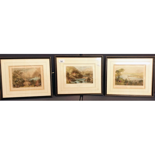 701 - Set of 3 Framed Irish Scenes by W.H. Bartlett