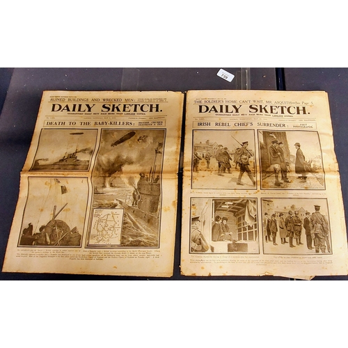 739 - 2 Issues of the Daily Sketch - May 10th 1916; Headline - Irish Rebel Chief's Surrender with Photogra... 