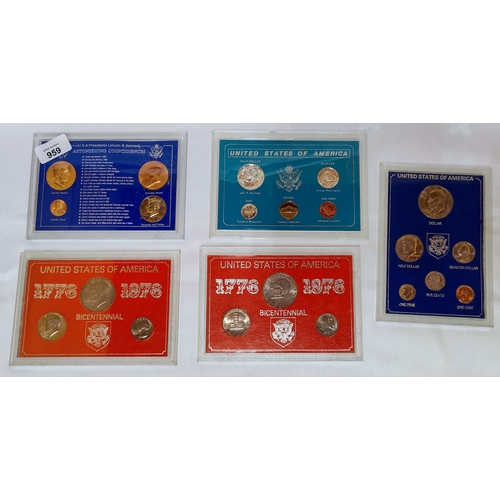 959 - 5 Cased United States of America Commemorative Coin Sets