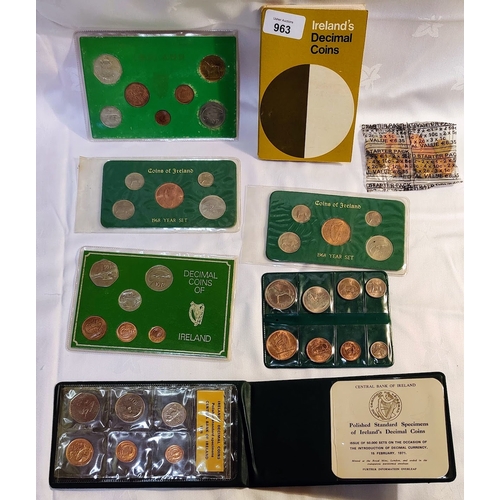 963 - Irish Coin Sets inc Decimal Coins etc