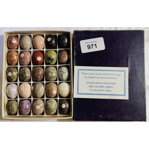 971 - Boxed Collection of Hand-Crafted Natural Mineral Stone Eggs