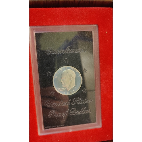 972 - United States Bicentennial Silver Proof Coin Set - Dollar, Half Dollar and Quarter, Independence Mal... 