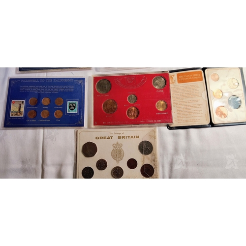 988 - Lot of British Interest Coin Sets - inc Farewell to the Half Pence, 1965 Farewell to the £SD System,... 