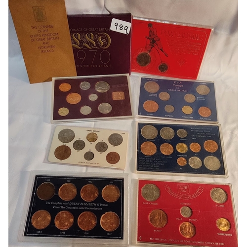 989 - Coinage Sets of Great Britain - inc Queen Elizabeth II Pennies, 1970's Coin Set, First Decimal Coins... 