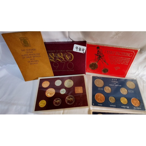 989 - Coinage Sets of Great Britain - inc Queen Elizabeth II Pennies, 1970's Coin Set, First Decimal Coins... 