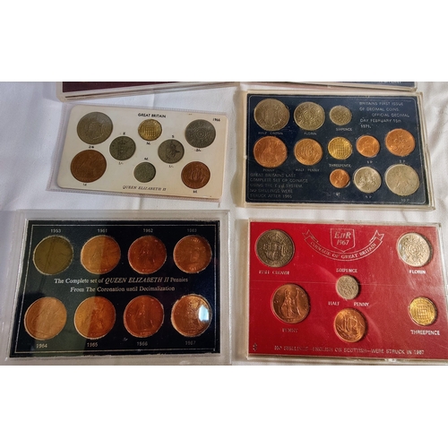 989 - Coinage Sets of Great Britain - inc Queen Elizabeth II Pennies, 1970's Coin Set, First Decimal Coins... 