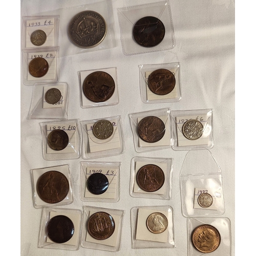 990 - Collection of UK Coins - inc 1937 Crown, Jersey 1/12 of a Shilling, Pennies (some early), 1901 Sixpe... 