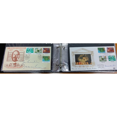 665 - 2 Superb Albums of First Day Covers with many Signed - inc by Patrick Moore, David Attenborough, Dav... 