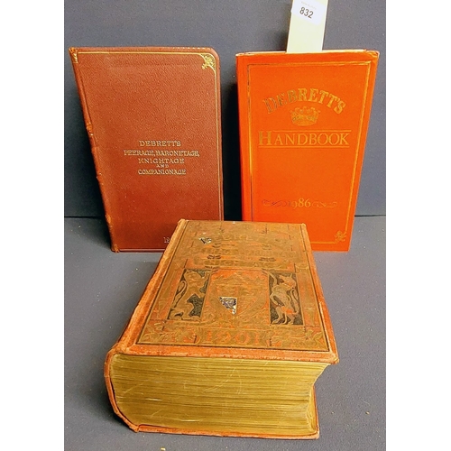 832 - Debretts Peerage Baronetage and Knightage 1901 & 1949, Debrett's Handbook 1986