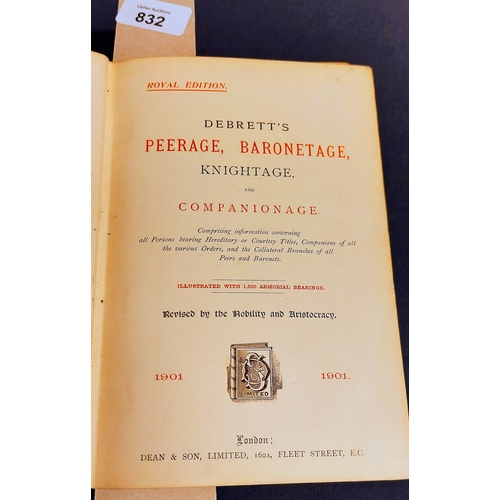 832 - Debretts Peerage Baronetage and Knightage 1901 & 1949, Debrett's Handbook 1986