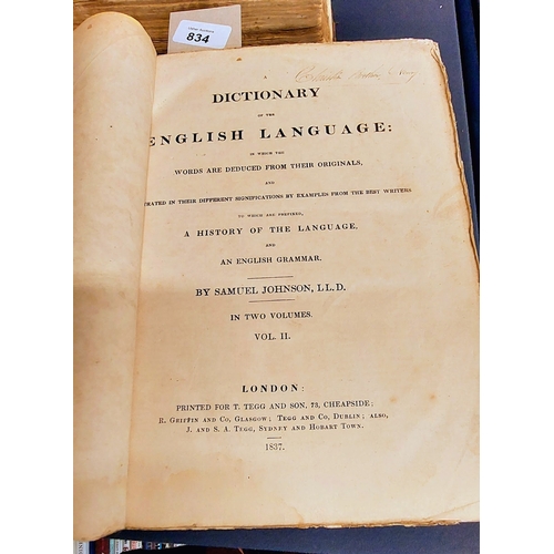 834 - Dictionary of the English Language - London 1837 - Vols I & II