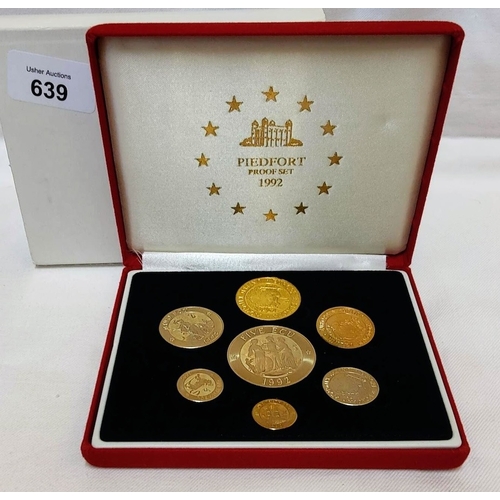 639 - United Kingdom Piedfort Proof Set 1992 ECU - 7 Coin Set in Presentation Case