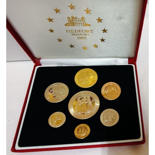 639 - United Kingdom Piedfort Proof Set 1992 ECU - 7 Coin Set in Presentation Case