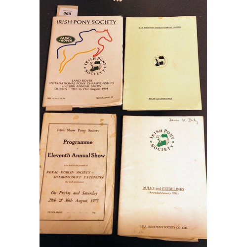 860 - Collection of Irish Pony Society Annuals and Yearbooks 1960s, 80s & 90s