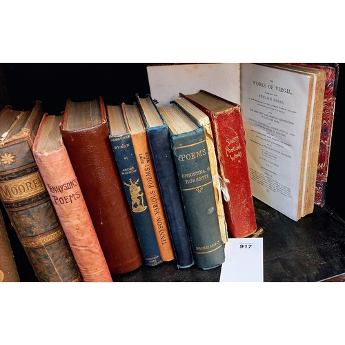 917 - Shelf Lot of Poetry - inc. Byron's Works Vol I & II Fullarton & Co, Cowper, Virgil, Moore, Tennyson,... 